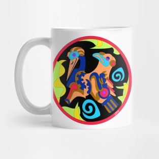 mexican seagull pelican bird codex glyph ecopop art in pattern Mug